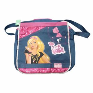 BOLSO TIPO CARTERA AZUL ROSA DE BARBIE DET BORDES MANCHITAS