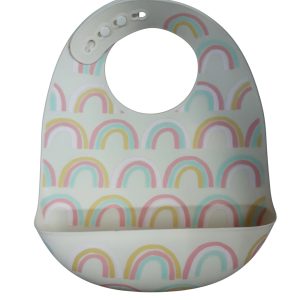 BABERO DE SILICONA CREMITA CON ARCOIRIS