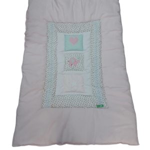 ACOLCHADO PARA CUNA ROSA ELEFANTE CORAZON PATCHWORK  115X168