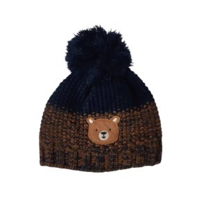 GORRO LANA AZUL MARRON POMPON