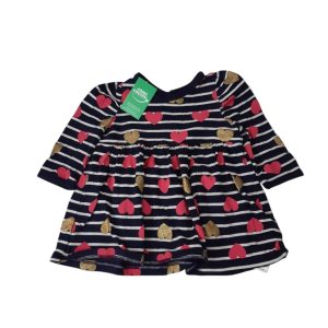 REMERA ALG ML AZUL RAYAS BCAS CORAZONES ROSA DORADO GAP T0/3M GT