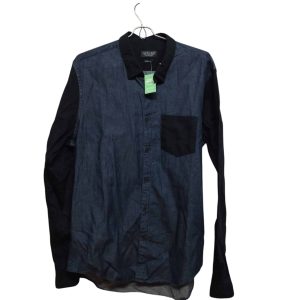CAMISA JEAN AZUL BORDE TELA BOLSILLO ZARA MAN TL/42
