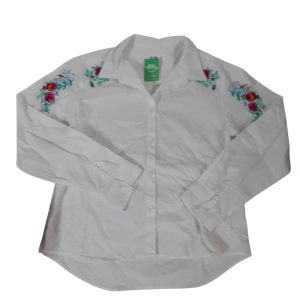 CAMISA BCA FLORES BORDADAS BAS T16