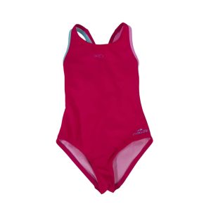 MALLA NATACION ROSA FLUO BORDE ROSA CELESTE DECATHLON T4AP