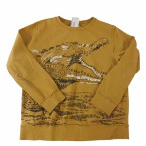 BUZO MOSTAZA ZARA T11/12 DINO GRIS LETRAS