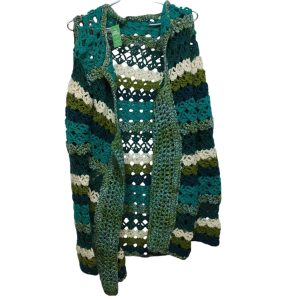 SACO LANA CROCHET VERDE BLANCO TM/L