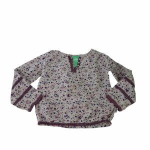 BLUSA BEIGE HILOS PLATEADOS FLORES BOTONES OSHKOSH T6