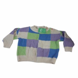BUZO TEJIDO BEIGE AZUL VERDE LILA CUADROS H&M T4/6M