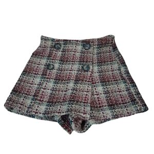SHORT TEJIDO ROSA NEGRO BOTONES ZARA TXS