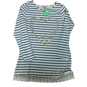 REMERA BLANCA RAYAS AZUL CORAZON DORADO OSHKOSH T 10