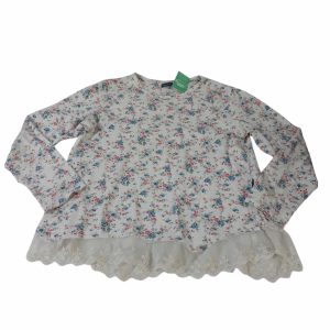 REMERA CREMITA FLORES AZULES ROSA MIMO T10
