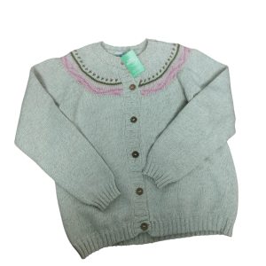 SACO LANA BEIGE VERDE ROSADO FLORCITAS CASCA NUECES T10