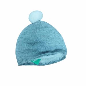 GORRO LANA GRIS FORRADO POM POM CREMITA PIEDRITAS EPK