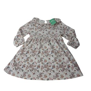 VESTIDO ALG BEIGE FLORES MARRON ROSA PRIMARK T9/12M
