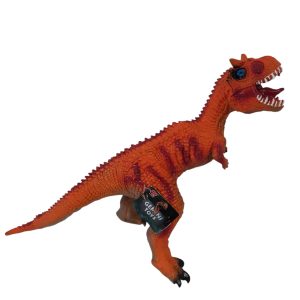 DINOSAURIO DE GOMA NARANJA Y ROJO MEDIANO GEMINI TOYS