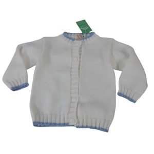 SACO TEJIDO BCO BORDE CELESTE LE BLEU 9/12MAPROX