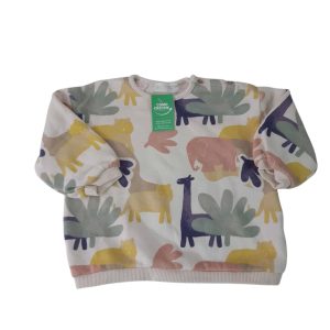 BUZO ALG CREMITA ANIMALES ROSADO AMARILLO AZUL ZARA T6/9M GT