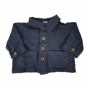 SOBRECAMISA ALG AZUL BOT MADERA H&M T4/6M