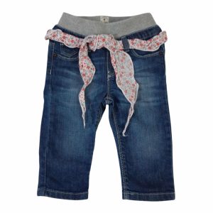 JEAN PRETINA GRIS LAZO FLORCITAS ROJAS BROTES T6/12M