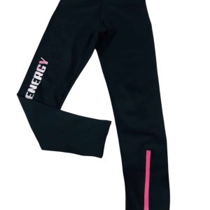 CALZA LICRA NEGRA BRODE ROSA FLUO ZARA T11/12 CIERRES EN BAJO