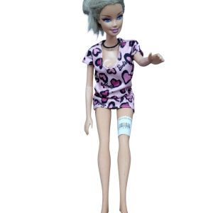 BARBIE VESTIDO ROSA BARBIE RUBIA COLLAR NEGRO