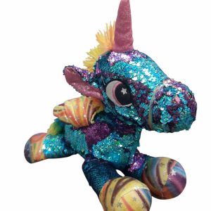 UNICORNIO MEDIANO LENTEJUELAS CELESTES MULTICOLOR