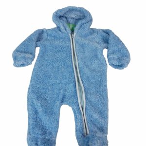 PIYAMA CAPUCHA PELUDITO JASPEADO CELESTE T0/3M AP