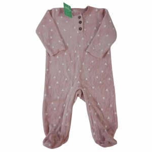 PIJAMA PIEL DURAZNO ROSA CORAZONES BCOS BOTONES ETIQ CORT T3/6M