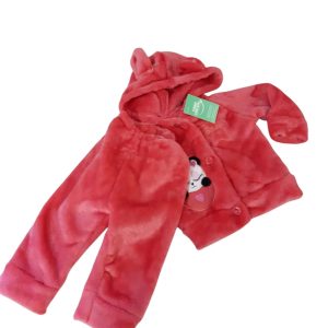 CONJ SACO Y PANT PELUDITAS ROSA FUCSIA OSA BORDADA T3/6MAPROX