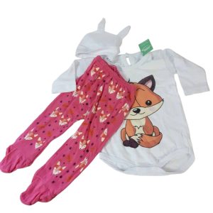 CONJ BODY BCO ZORRO PELELE FUCSIA ZORRITOS GORRITO MI CHELLITA T3/6MAP