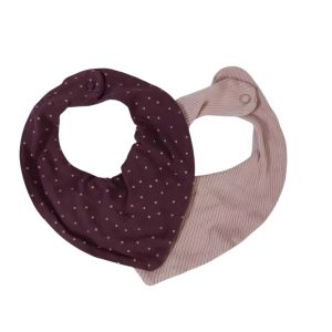 BABERO BANDANA X2 ROSADO VIOLETA PUNTITOS
