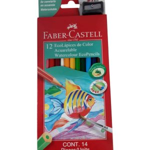 LAPICES ACUARELABLES FABER CASTELL X12 + SACAPUNTAS