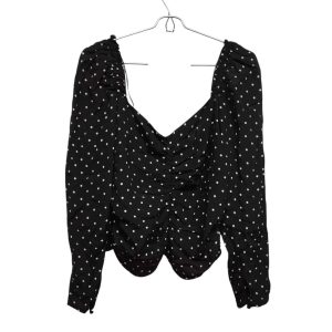 BLUSA NEGRA LUNARES BCOS FRUNCES H&M T 44