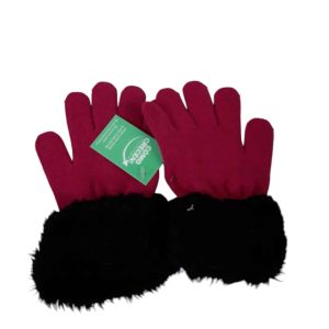 GUANTES LANA FUCSIA PUÑO PELUDITO NEGRO