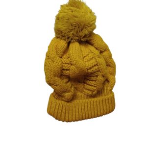 GORRO LANA AMARILLO POM POM