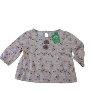 REMERA GRIS FLORCITAS ROSADAS  BOTONES DYMPLES 0 BEBE