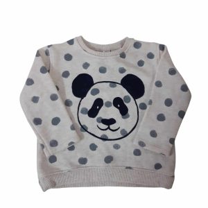 BUZO ALG BEIGE LUNARES GRISES CARA OSO ZARA T6/9M