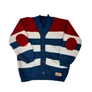 SACO DE LANA FRANJAS ROJA BEIGE AZUL CODERAS SJB T1AP