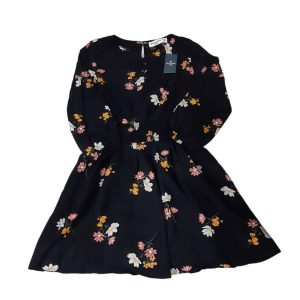 VESTIDO NEGRO FLORES BCA ROSA AMARILLA ABERCROMBIE T9/10 NUEVO