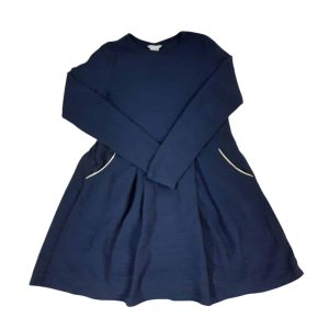 VESTIDO AZUL M/L H&M 8/10 BORDE DORADO BOLSILLO