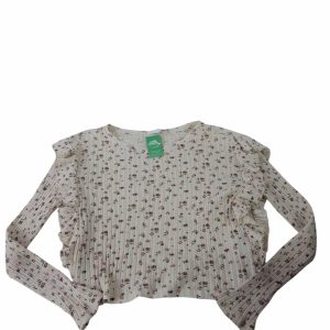 REMERA HILO BEIGE FLORES MARRON VERDE ZARA T10