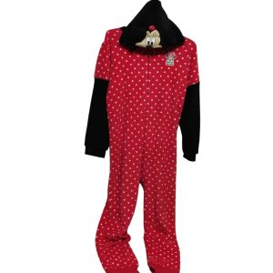 PIJAMA ENTERITO PLUSH ROJO NEGRO LUNARES BCOS MINNIE KAYSER  T 12 FR