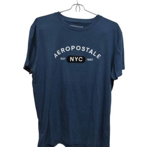 REMERA ALG AZUL BCO NEGRO LOGO BORDADO AEROPOSTALE T M  FR
