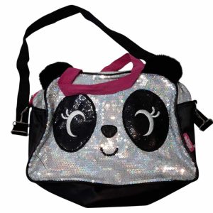 BOLSO FUCSIA LENTEJUELAS PLATEADAS PANDA