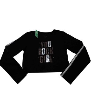 REMERA CORTA NEGRA YOU ROCK GIRL FUZARKA T7/8