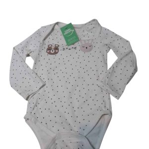 BODY BLANCO PUNTITOS NEGROS OSO CONEJO GATITO TEDDY BOOM T0/3M