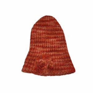 GORRO LANA ROJO NARNAJA FLOR APLIQUE