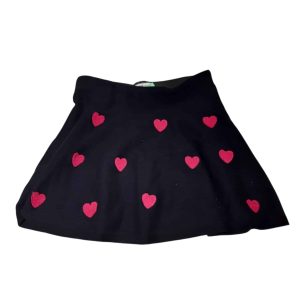 POLLERA LANA AZUL CORAZONES FUCSIA H&M T8/10