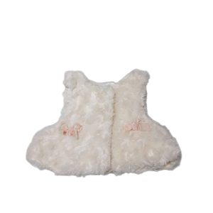 CHALECO PELUDITO CREMITA MOÑITAS ROSA VITAMINAS BABY T3M