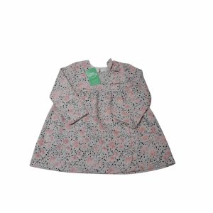 VESTIDO ALG BLANCO FLORES ROSADAS ZARA T9/12M